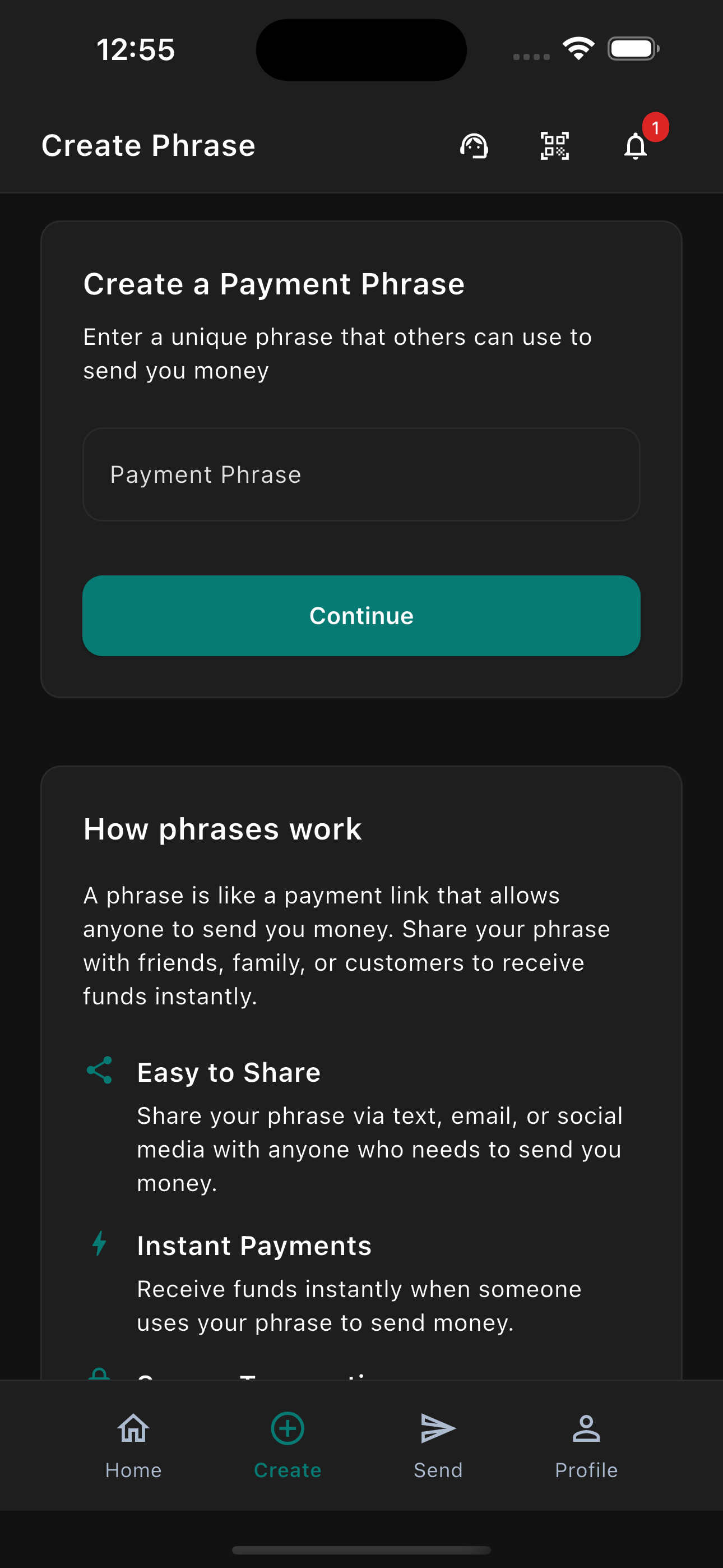 KoletMoni Create Phrase Screen