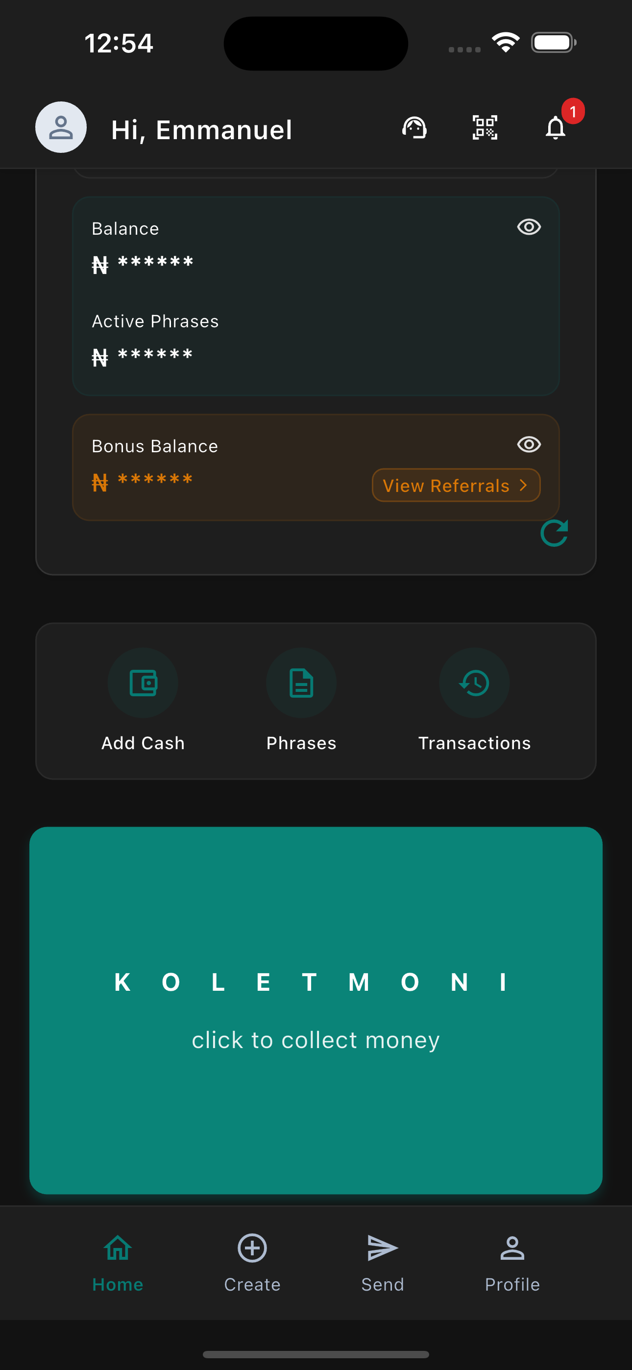 KoletMoni Dashboard Screen